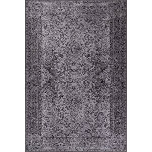 Folk Eskitme Desenli Dokuma Taban Dekoratif Gri Halı (ba 29) 250x250 cm 