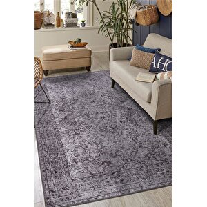 Folk Eskitme Desenli Dokuma Taban Dekoratif Gri Halı (ba 29) 250x250 cm 