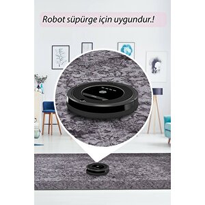 Folk Eskitme Desenli Dokuma Taban Dekoratif Gri Halı (ba 29)