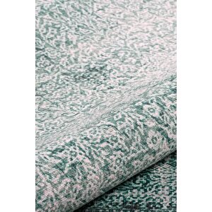 Eskitme Desenli Halı, Dokuma Taban Dekoratif Şönil Yeşil Halı Dorian Al 223