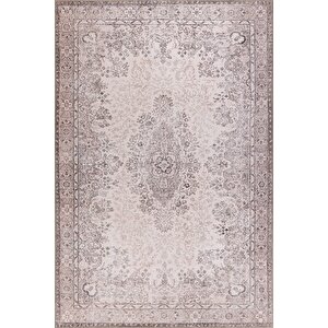 Folk Eskitme Desenli Dokuma Taban Dekoratif Bej Halı (ba 45) 250x250 cm 