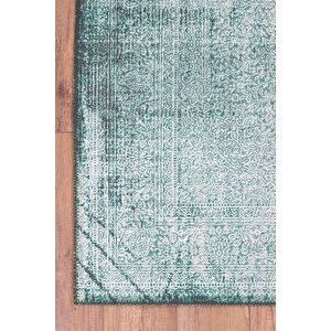 Eskitme Desenli Halı, Dokuma Taban Dekoratif Şönil Yeşil Halı Dorian Al 223 150x150 cm