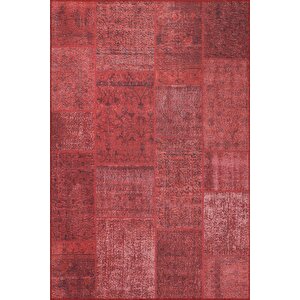 Patchwork Desenli Salon Halısı, Dokuma Taban Dekoratif Şönil Kırmızı Halı Jazz Al 164 300x400 cm