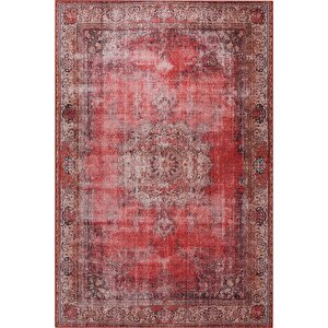 Blues Şönil Vintage Desenli Dokuma Taban Dekoratif Kırmızı Salon, Mutfak Halısı (al 119) 300x400 cm
