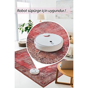 Blues Şönil Vintage Desenli Dokuma Taban Dekoratif Kırmızı Salon, Mutfak Halısı (al 119)