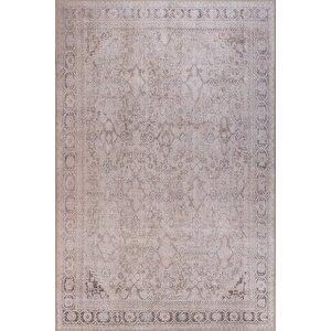 Folk Vintage Desenli Dokuma Taban Dekoratif Bej Halı (ba 34) 75x150 cm