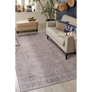 Folk Vintage Desenli Dokuma Taban Dekoratif Bej Halı (ba 34) 75x150 cm