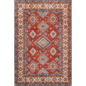 Fuga Yumuşak Dokulu Kırmızı Vintage Desenli Halı Ka 38 80x300 cm