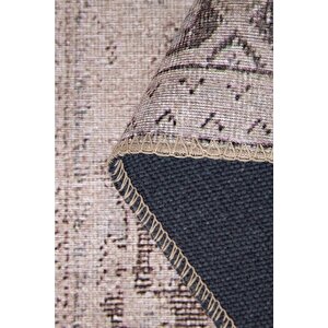 Folk Vintage Desenli Dokuma Taban Dekoratif Bej Halı (ba 34)
