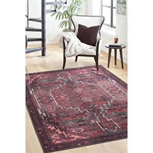 Folk Etnik Karabağ Desenli Dokuma Taban Dekoratif Bordo Halı (ba 25) 250x250 cm 