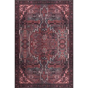 Folk Etnik Karabağ Desenli Dokuma Taban Dekoratif Bordo Halı (ba 25) 140x190 cm