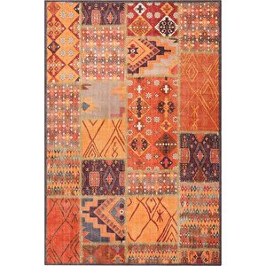 Patchwork Desenli Salon Halısı, Dokuma Taban Dekoratif Şönil Renkli Halı Jazz Al 332 75x230 cm