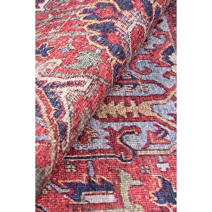 Blues Şönil Vintage Desenli Dokuma Taban Dekoratif Bordo Mutfak, Salon Halısı (al 162)