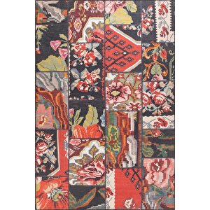 Folk Patchwork Desenli Dokuma Taban Dekoratif Renkli Halı (ba 10) 115x160 cm