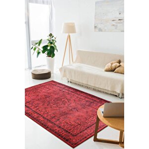 Dorian Şönil Eskitme Desenli Dokuma Taban Dekoratif Kırmızı Mutfak, Salon Halısı (al 29) 75x300 cm