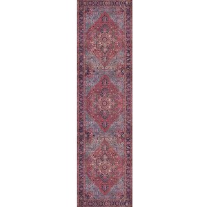 Blues Şönil Vintage Desenli Dokuma Taban Dekoratif Bordo Mutfak, Salon Halısı (al 162)