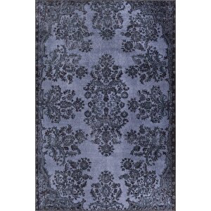 Folk Vintage Desenli Dokuma Taban Dekoratif Lacivert Halı (ba 37) 115x160 cm