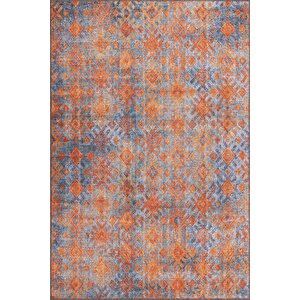 Moden Salon, Mutfak, Genç Odası Halısı, Dokuma Taban Dekoratif Şönil Turuncu Halı Funk Al 06 75x150 cm