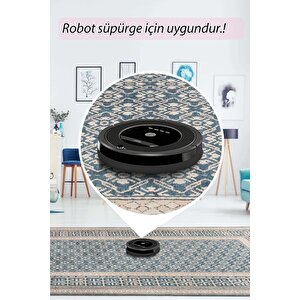 Artloop Fuga Yumuşak Dokulu Mavi Klasik Desenli Halı Ka 35
