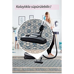 Artloop Fuga Yumuşak Dokulu Mavi Klasik Desenli Halı Ka 35