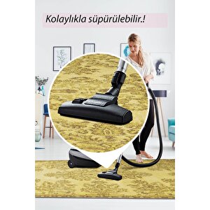 Folk Vintage Desenli Dokuma Taban Dekoratif Sarı Halı (ba 40)