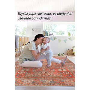 Soul Etnik Desenli Dokuma Taban Dekoratif Kırmızı Halı Al 433