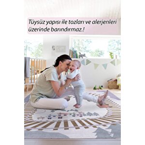 Çocuk Odası Halısı, Dokuma Taban Dekoratif Şönil Gri halı Minor Al 411