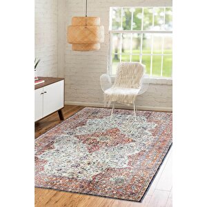 Fuga Yumuşak Dokulu Renkli Vintage Desenli Halı Ka 09 80x150 cm