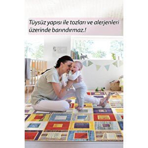 Folk Patchwork Desenli Dokuma Taban Dekoratif Renkli Halı (ba 39)