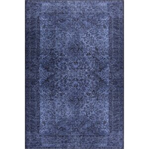 Folk Eskitme Desenli Dokuma Taban Dekoratif Mavi Halı (ba 08) 150x230 cm