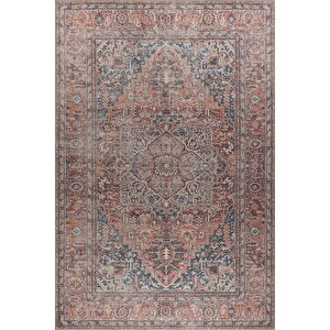 Blues Vintage Desenli Dokuma Taban Kahverengi Halı Al 436 75x150 cm