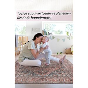 Blues Vintage Desenli Dokuma Taban Kahverengi Halı Al 436