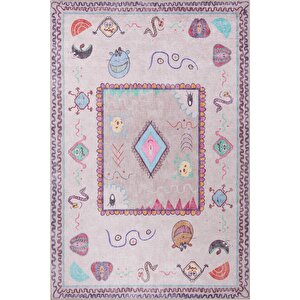 Çocuk Odası Halısı, Dokuma Taban Dekoratif Şönil Pembe halı Minor Al 409 210x210 cm