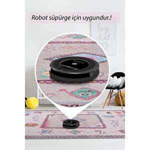 Çocuk Odası Halısı, Dokuma Taban Dekoratif Şönil Pembe halı Minor Al 409
