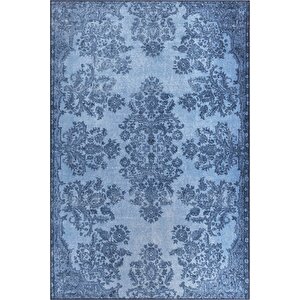 Folk Vintage Desenli Dokuma Taban Dekoratif Mavi Halı (ba 04) 250x350 cm