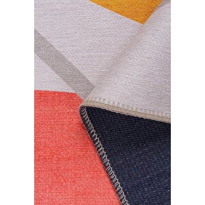 Modern Salon, Mutfak, Genç Odası Halısı Dokuma Taban Dekoratif Şönil Renkli Halı Funk Al 405 75x300 cm