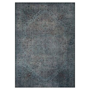 Vintage Salon Halısı,  Blues Şönil Dokuma , Doğa Dostu |pamuk-polyester| Yeşil Halı Al 21, 75x300 cm