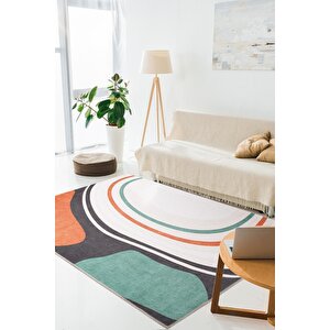 Modern Salon, Mutfak, Genç Odası Halısı Dokuma Taban Dekoratif Şönil Renkli Halı Funk Al 397 230x230 cm