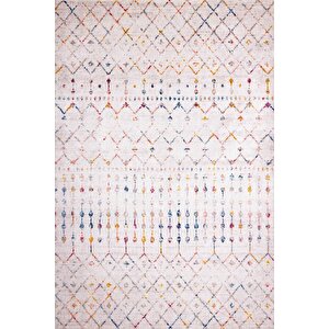 Fuga Yumuşak Dokulu Beyaz Modern Desenli Halı Ka 16 200x300 cm