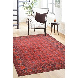 Fuga Yumuşak Dokulu Kırmızı Afgan Desenli Halı Ka 29 80x300 cm
