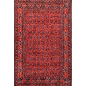 Fuga Yumuşak Dokulu Kırmızı Afgan Desenli Halı Ka 29 200x300 cm