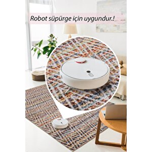 Eskitme Desenli Halı, Dokuma Taban Dekoratif Şönil Renkli Halı Dorian Al 260