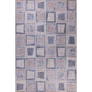 Folk Patchwork Desenli Dokuma Taban Dekoratif Gri Halı (ba 32) 150x230 cm