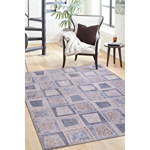 Folk Patchwork Desenli Dokuma Taban Dekoratif Gri Halı (ba 32) 150x230 cm
