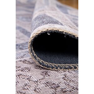 Folk Patchwork Desenli Dokuma Taban Dekoratif Gri Halı (ba 32)