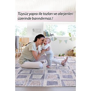Folk Patchwork Desenli Dokuma Taban Dekoratif Gri Halı (ba 32)
