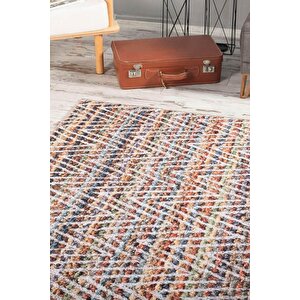 Eskitme Desenli Halı, Dokuma Taban Dekoratif Şönil Renkli Halı Dorian Al 260 230x230 cm