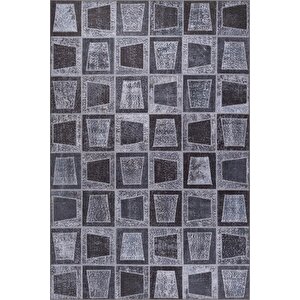 Folk Patchwork Desenli Dokuma Taban Dekoratif Siyah Halı (ba 17) 75x150 cm