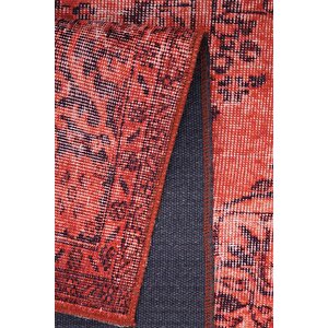 Blues Şönil Vintage Desenli Dokuma Taban Dekoratif Kırmızı Salon, Mutfak Halı (al 131)