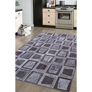 Folk Patchwork Desenli Dokuma Taban Dekoratif Siyah Halı (ba 17) 230x330 cm